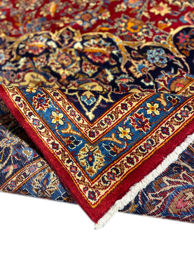 8 x 11.8 Genuine Persian Kashan Rug Classic Red Blue Traditional #F-6990