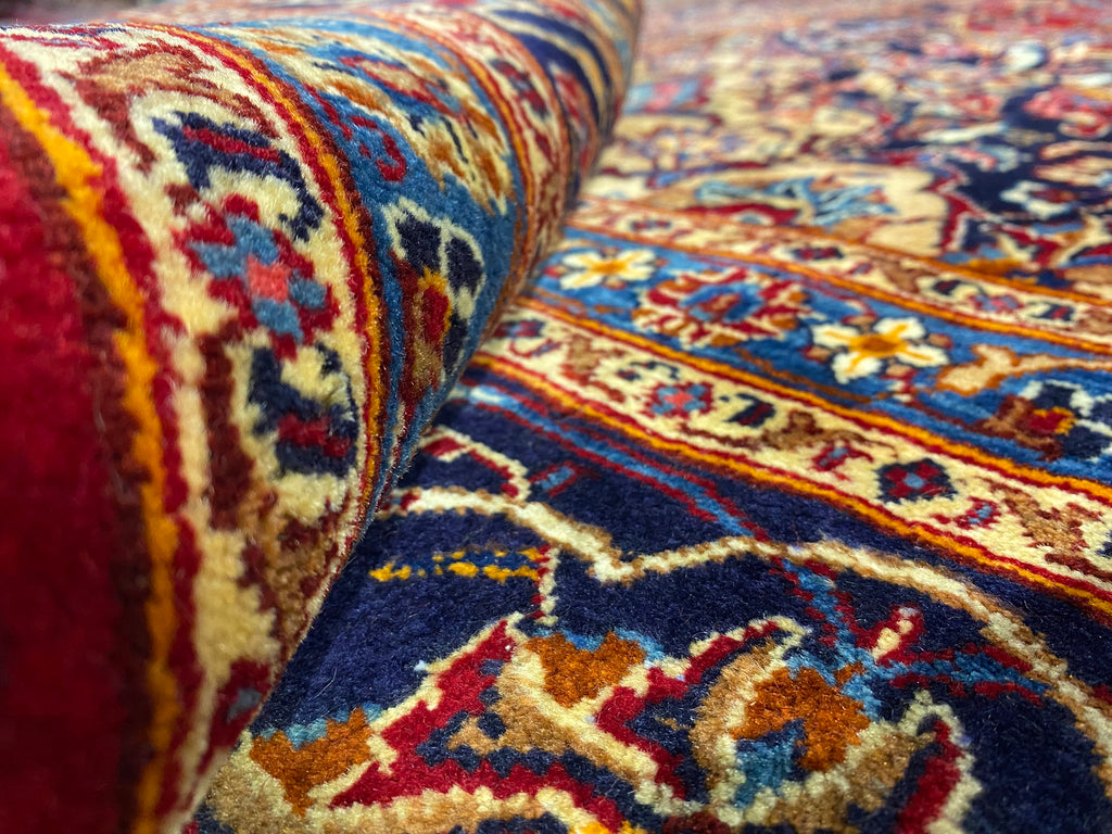 8 x 11.8 Genuine Persian Kashan Rug Classic Red Blue Traditional #F-6990
