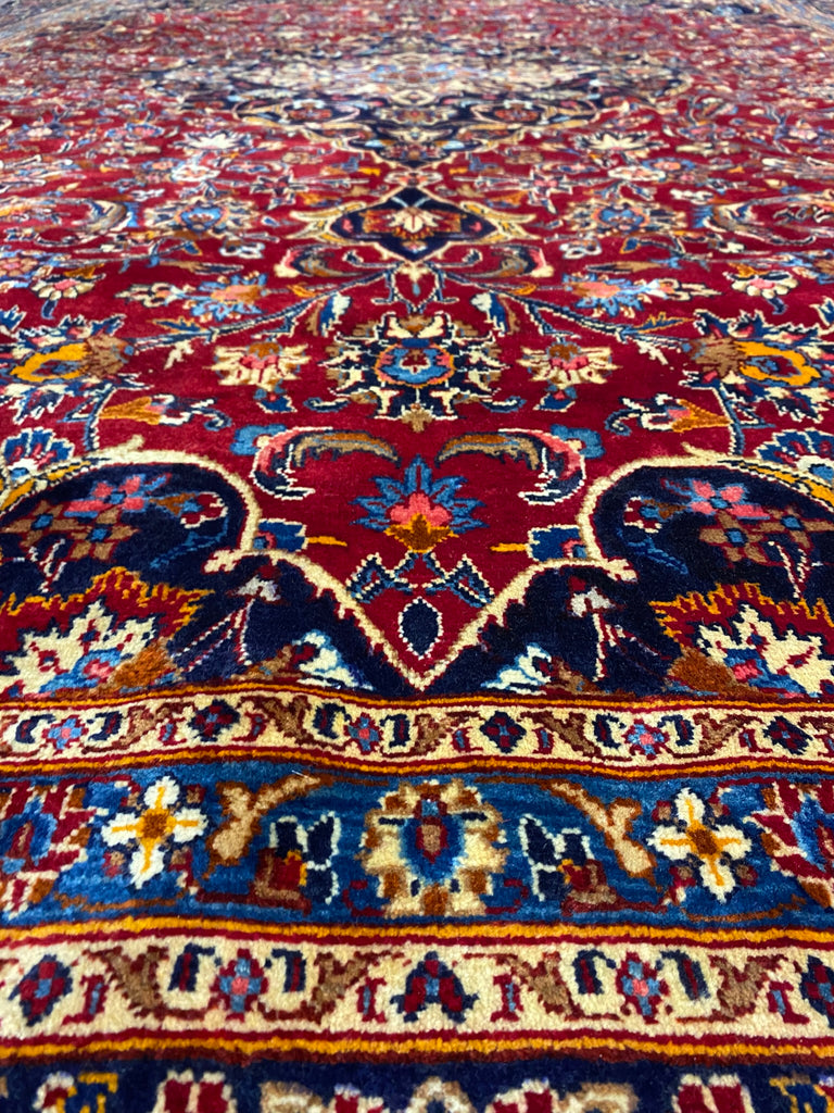 8 x 11.8 Genuine Persian Kashan Rug Classic Red Blue Traditional #F-6990