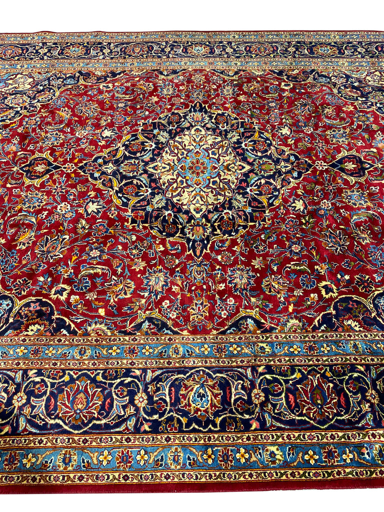 8 x 11.8 Genuine Persian Kashan Rug Classic Red Blue Traditional #F-6990