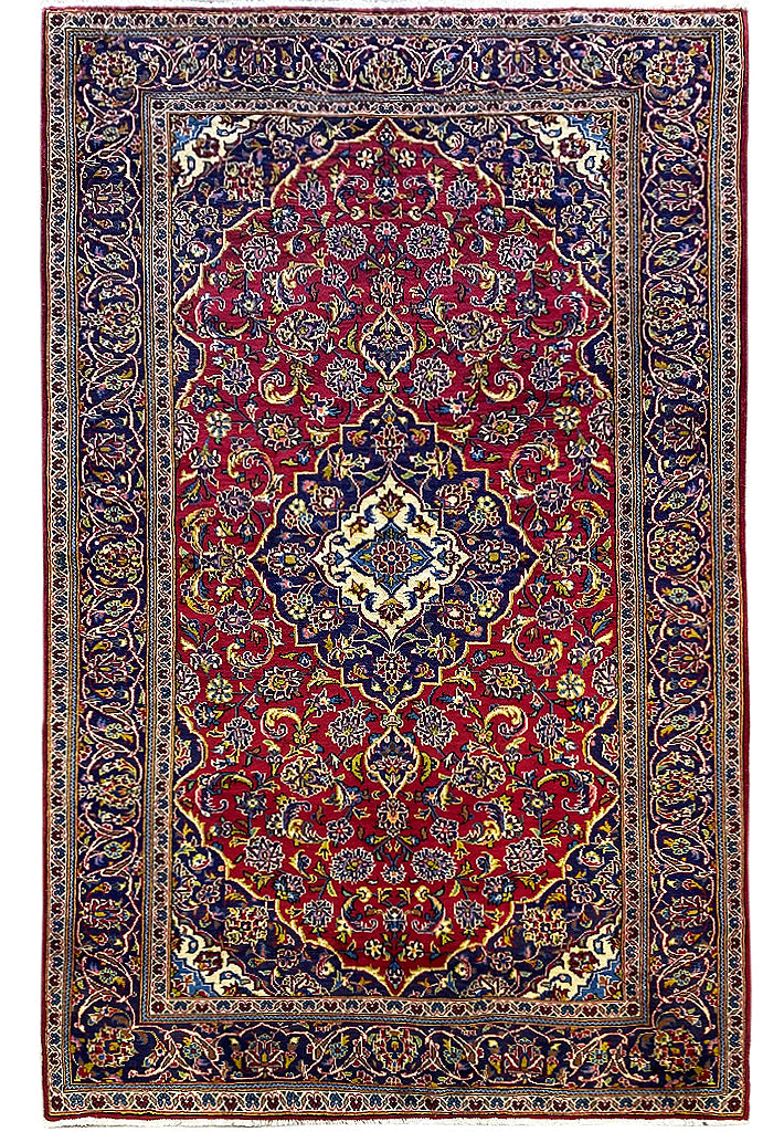 5 x 8 Semi-Antique Persian Kashan Rug 74510