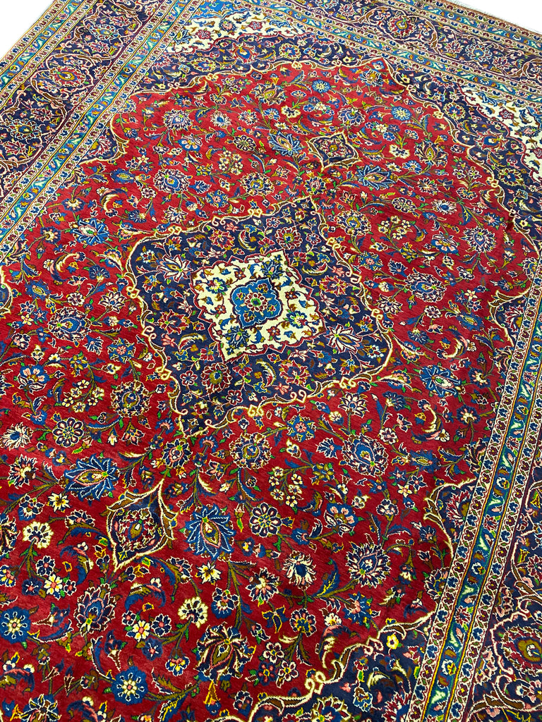 9.8 x 13.2 Red Handmade Craftsmanship Persian Kashan Rug 7007