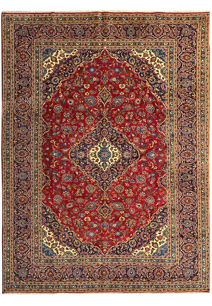 9.8 x 13.2 Red Handmade Craftsmanship Persian Kashan Rug 7007