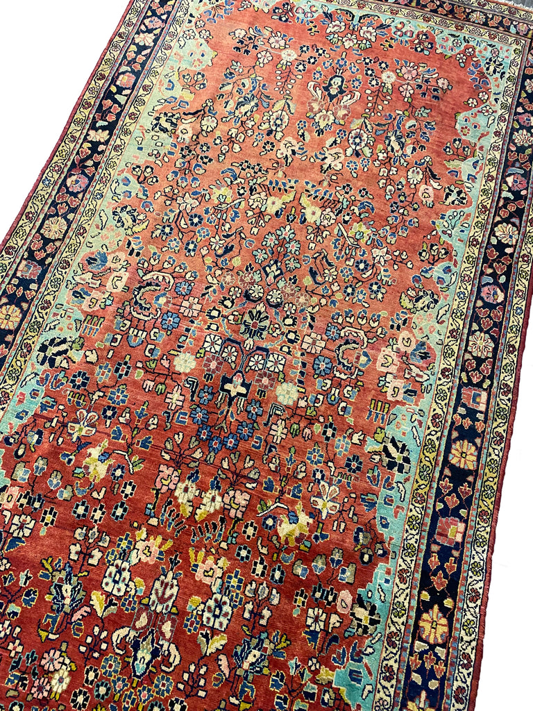 5.6 x 10 Antique Persian Sarouk Rug #B-72451