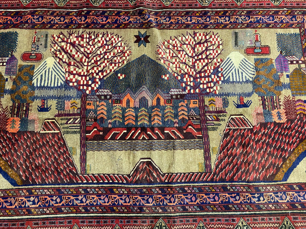 6.2 x 8.8 Pictorial Persian Rug 15197