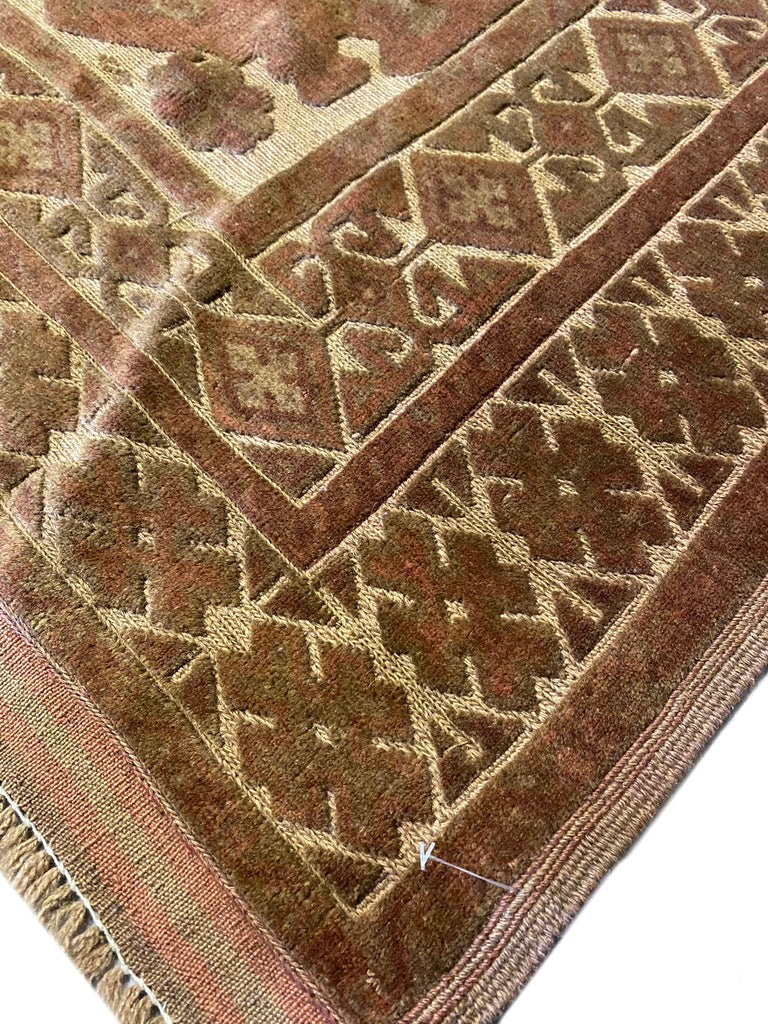 6.7 x 9 Old Afghan Tribal Rug Hand Art Craft Raised Wool Pile #S10-5754