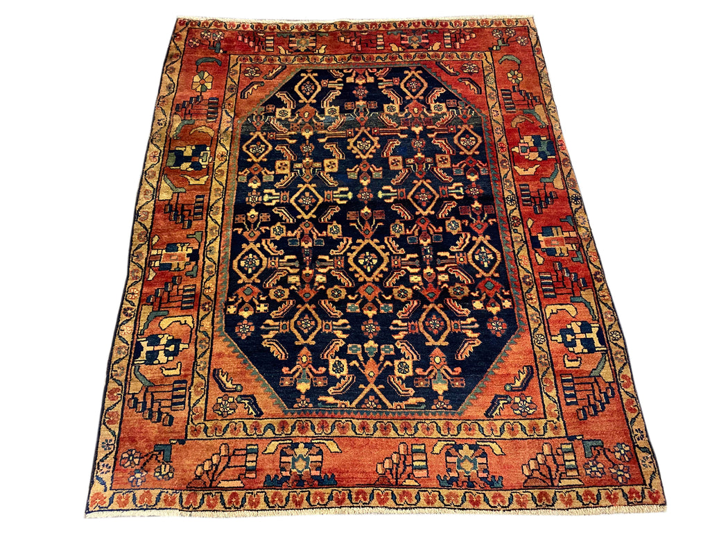 5.4 x 6.6 Persian Nahavand Herat Squarish Rug #5819