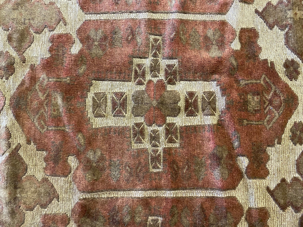 6.7 x 9 Old Afghan Tribal Rug Hand Art Craft Raised Wool Pile #S10-5754