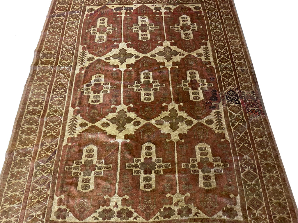 6.7 x 9 Old Afghan Tribal Rug Hand Art Craft Raised Wool Pile #S10-5754