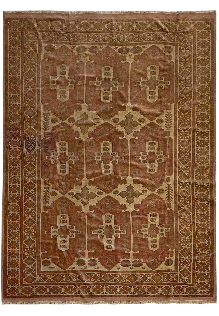 6.7 x 9 Old Afghan Tribal Rug Hand Art Craft Raised Wool Pile #S10-5754