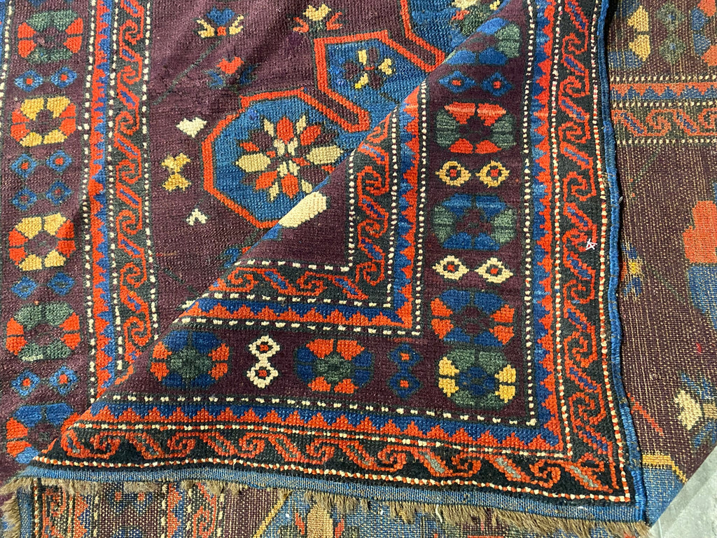 4.3 x 6 Antique Tribal Kurdistan Wool Rug  #PIX-8581