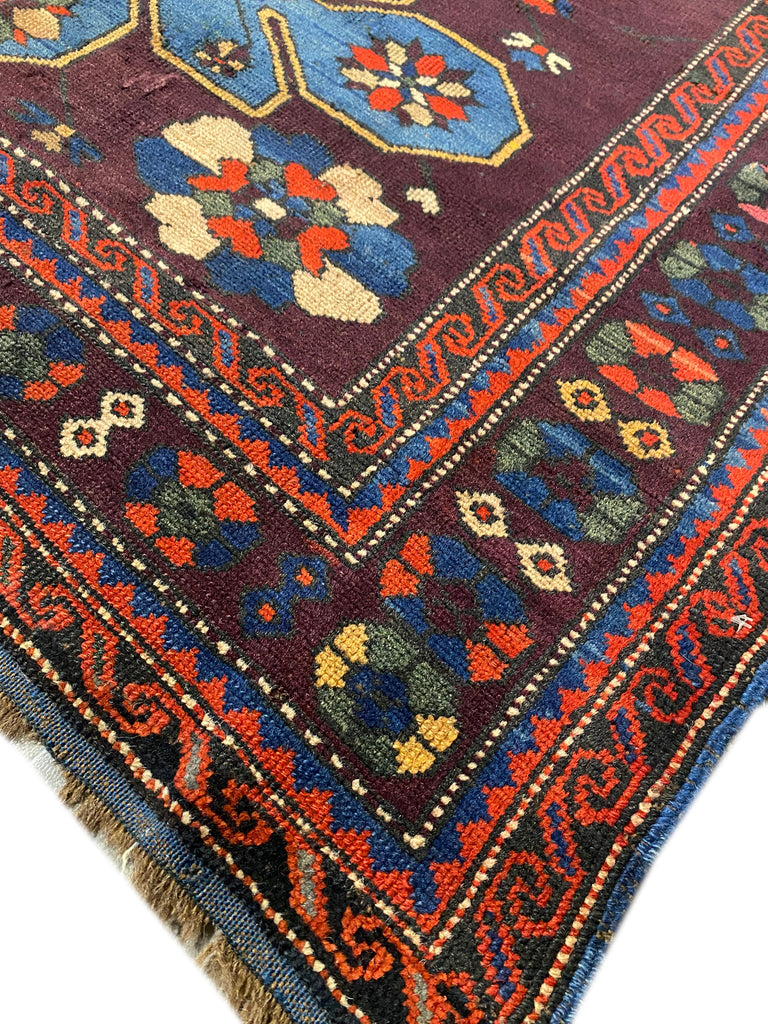 4.3 x 6 Antique Tribal Kurdistan Wool Rug  #PIX-8581