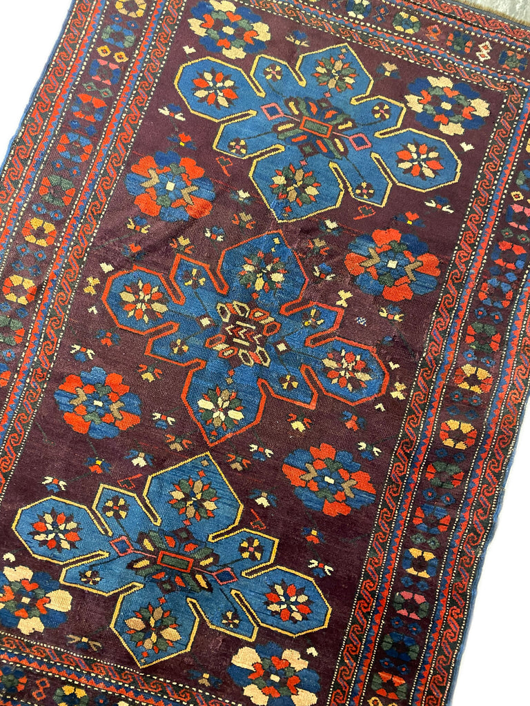 4.3 x 6 Antique Tribal Kurdistan Wool Rug  #PIX-8581