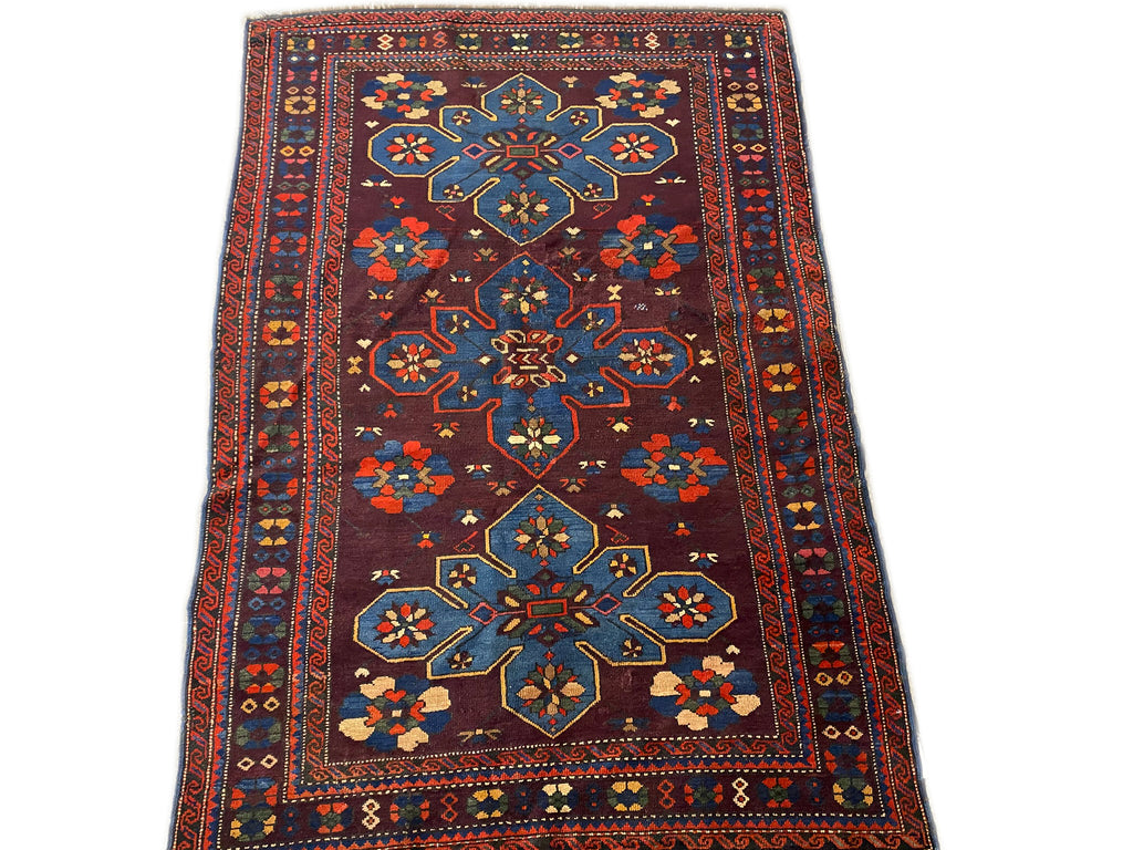 4.3 x 6 Antique Tribal Kurdistan Wool Rug  #PIX-8581