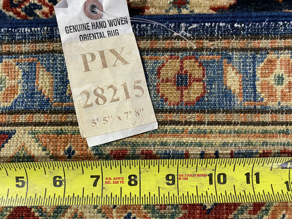 5.5 x 7.8 Navy Blue Super Kazak Rug 28215