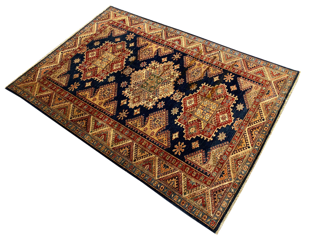 5.5 x 7.8 Navy Blue Super Kazak Rug 28215