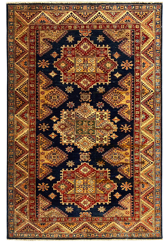 5.5 x 7.8 Navy Blue Super Kazak Rug 28215