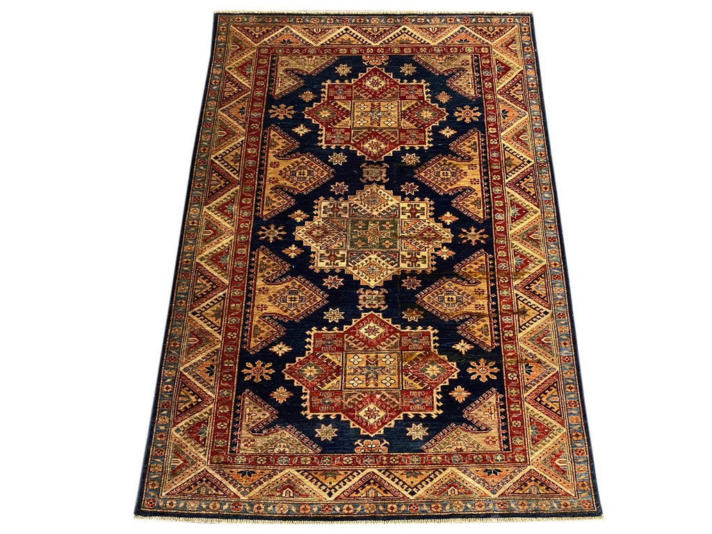 5.5 x 7.8 Navy Blue Super Kazak Rug 28215