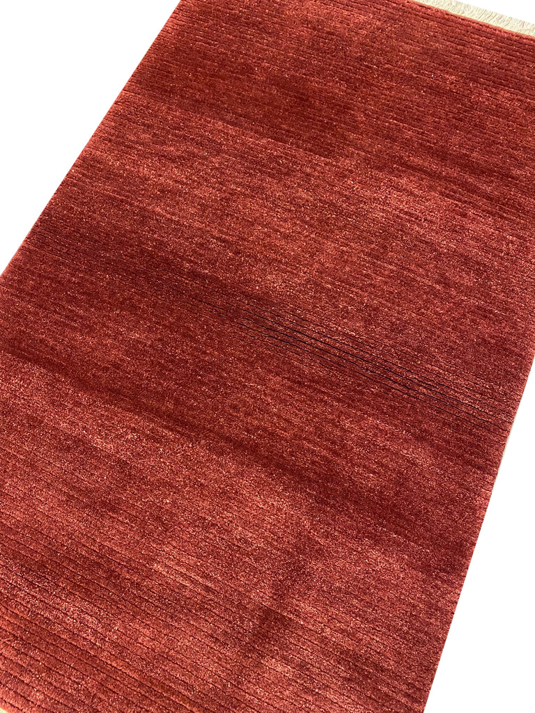 3 x 5 Rich Rustic Red Contemporary Handmade India Wool Rug 