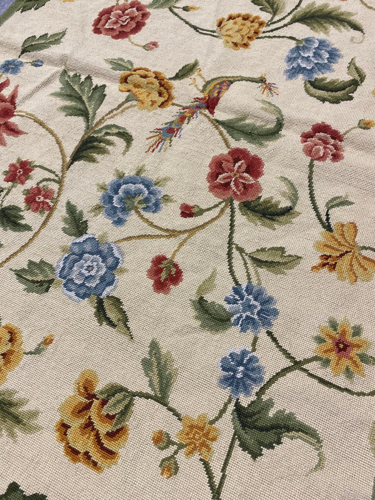 3 x 5 Floral Bird Peacock Beautiful Needle Point Rug #F-3002