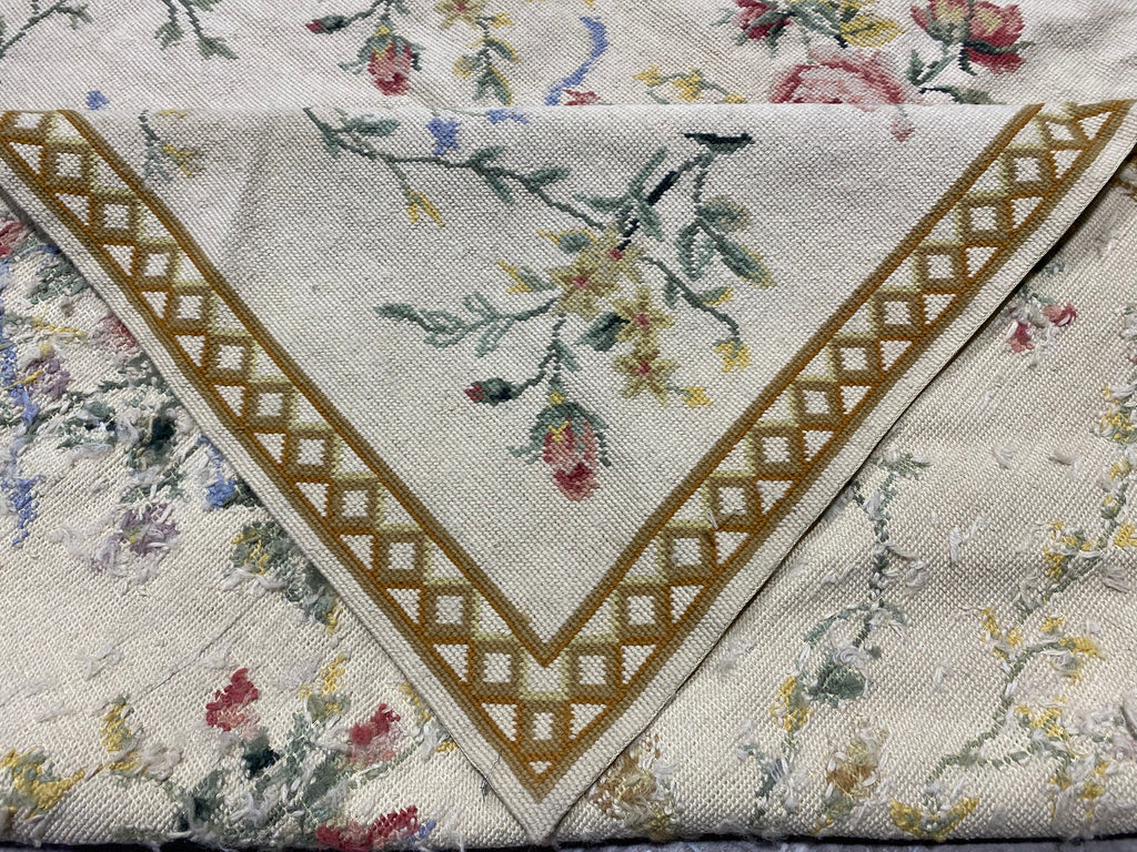 4 x 6 Handmade 	No Pile- Flat Tapestry Weave Pile Needle Point Floral Rug #F-3003