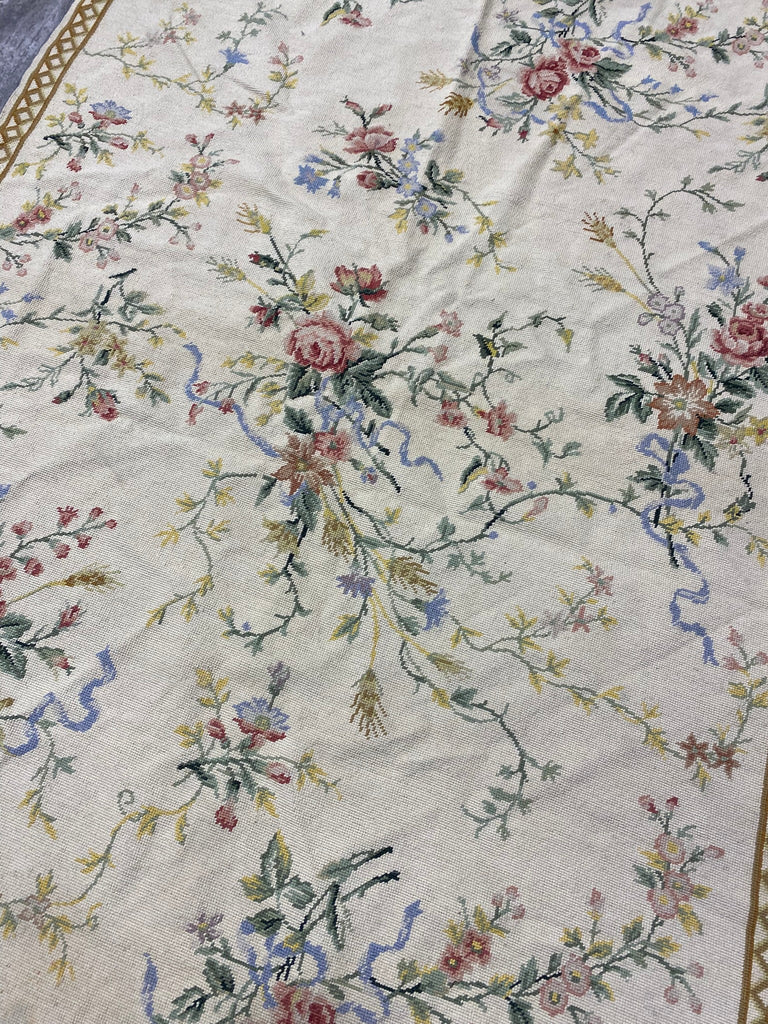 4 x 6 Handmade 	No Pile- Flat Tapestry Weave Pile Needle Point Floral Rug #F-3003