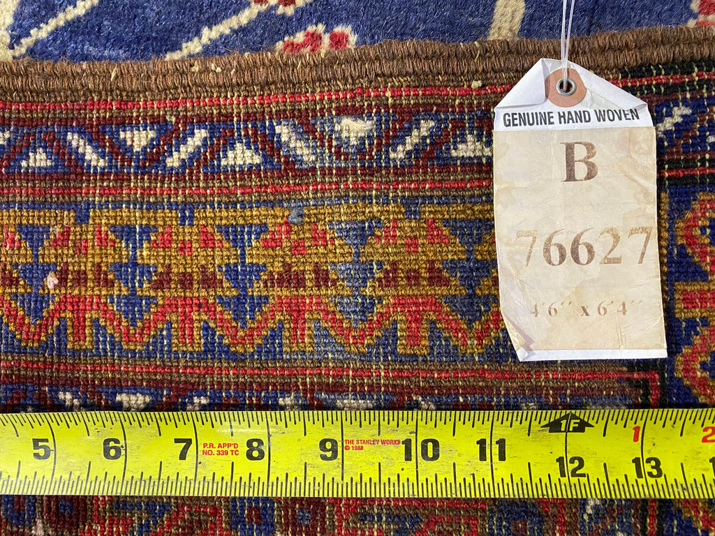 4.6 x 6.4 Navy Blue Baluchi Floral Rug 76627