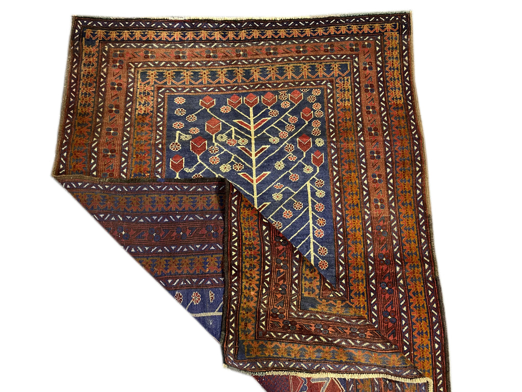 4.6 x 6.4 Navy Blue Baluchi Floral Rug 76627