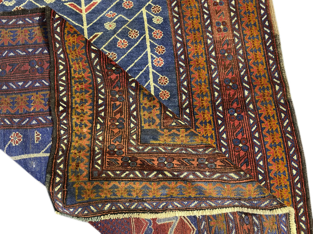 4.6 x 6.4 Navy Blue Baluchi Floral Rug 76627