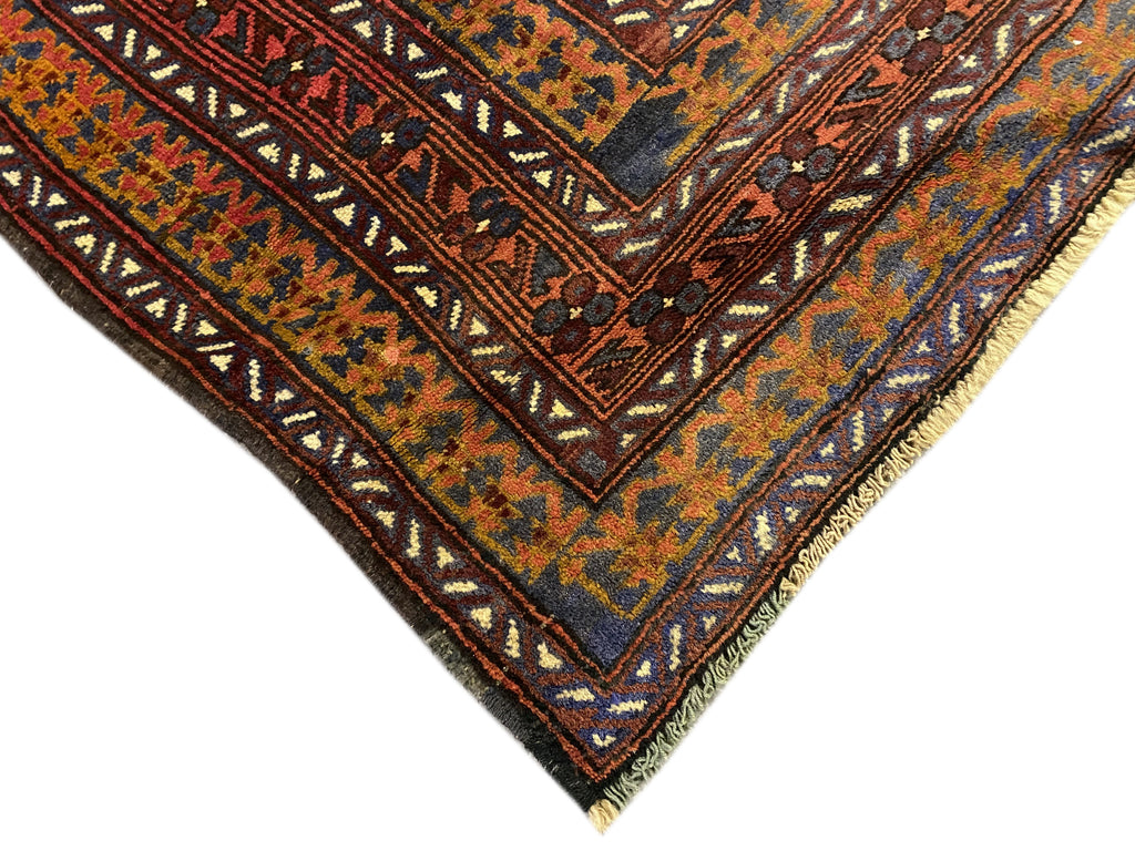 4.6 x 6.4 Navy Blue Baluchi Floral Rug 76627