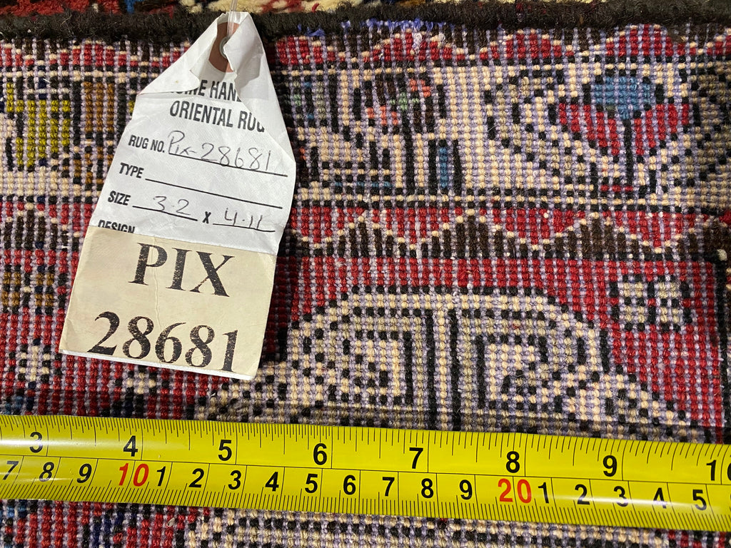 3 x 4 Traditional Handmade Geometric Persian Tribal Rug Shiraz Abadeh #PIX-28681