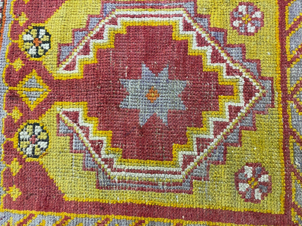 3.4 x 6 Traditional Persian Kordistan Geometric Handmade Wool Rug Yellow Gold #F-23359