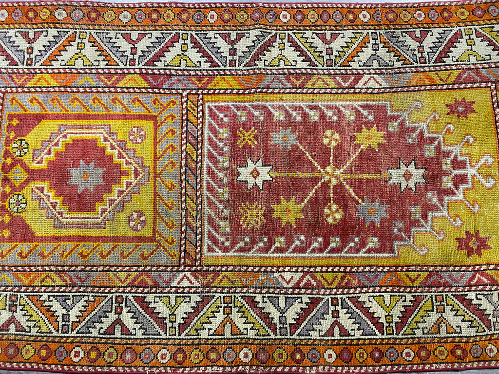 3.4 x 6 Traditional Persian Kordistan Geometric Handmade Wool Rug Yellow Gold #F-23359