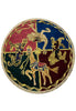 Load image into Gallery viewer, Handcrafted Circular Carousel Animal Rug - Vibrant Four-Quadrant Carnival Medallion