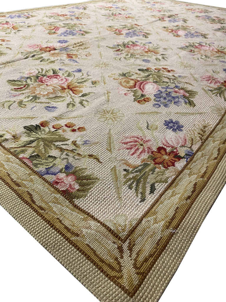 5.7 x 8.8 Europe Floral Handmade Needle Point Rug #F-3009