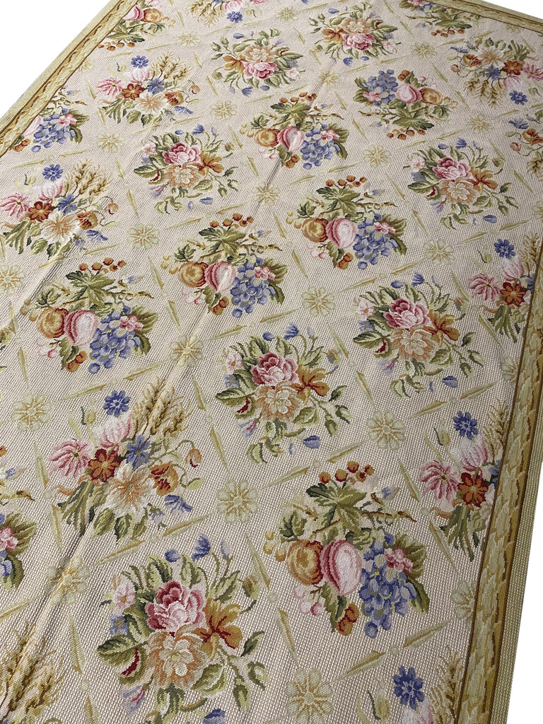 5.7 x 8.8 Europe Floral Handmade Needle Point Rug #F-3009