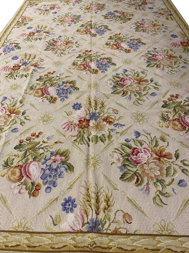 5.7 x 8.8 Europe Floral Handmade Needle Point Rug #F-3009