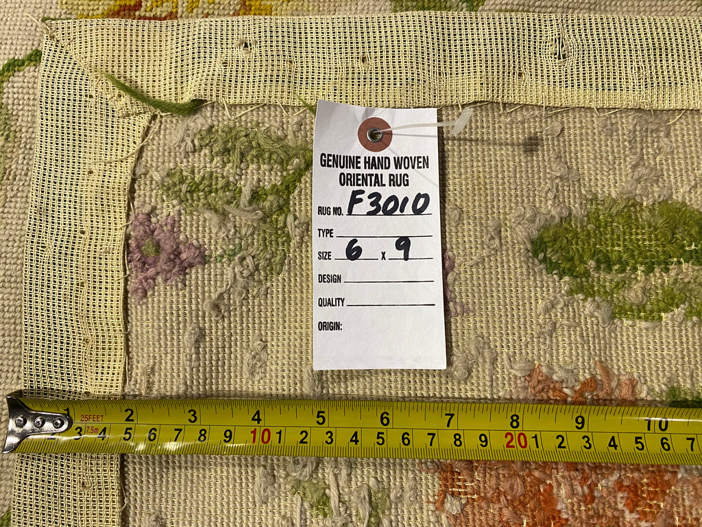 6 x 9 English Floral Handmade Needle Point Rug #F-3010