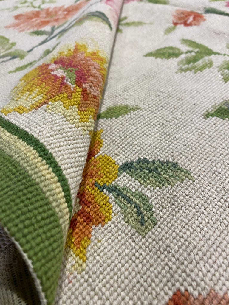 6 x 9 English Floral Handmade Needle Point Rug #F-3010
