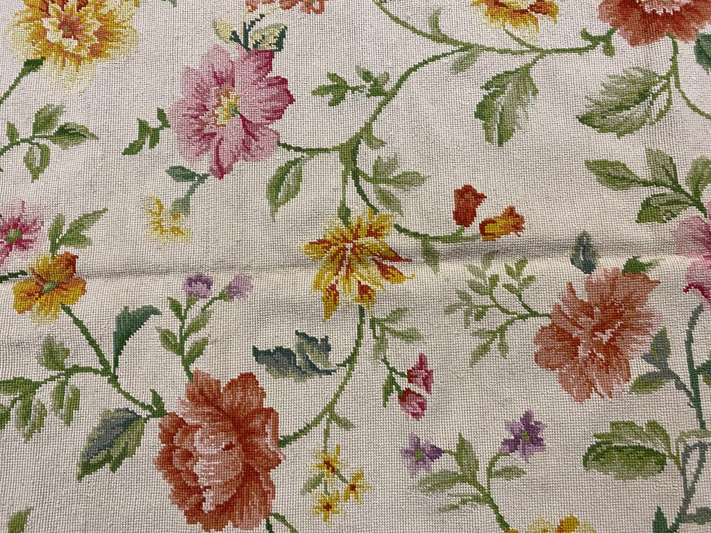 6 x 9 English Floral Handmade Needle Point Rug #F-3010
