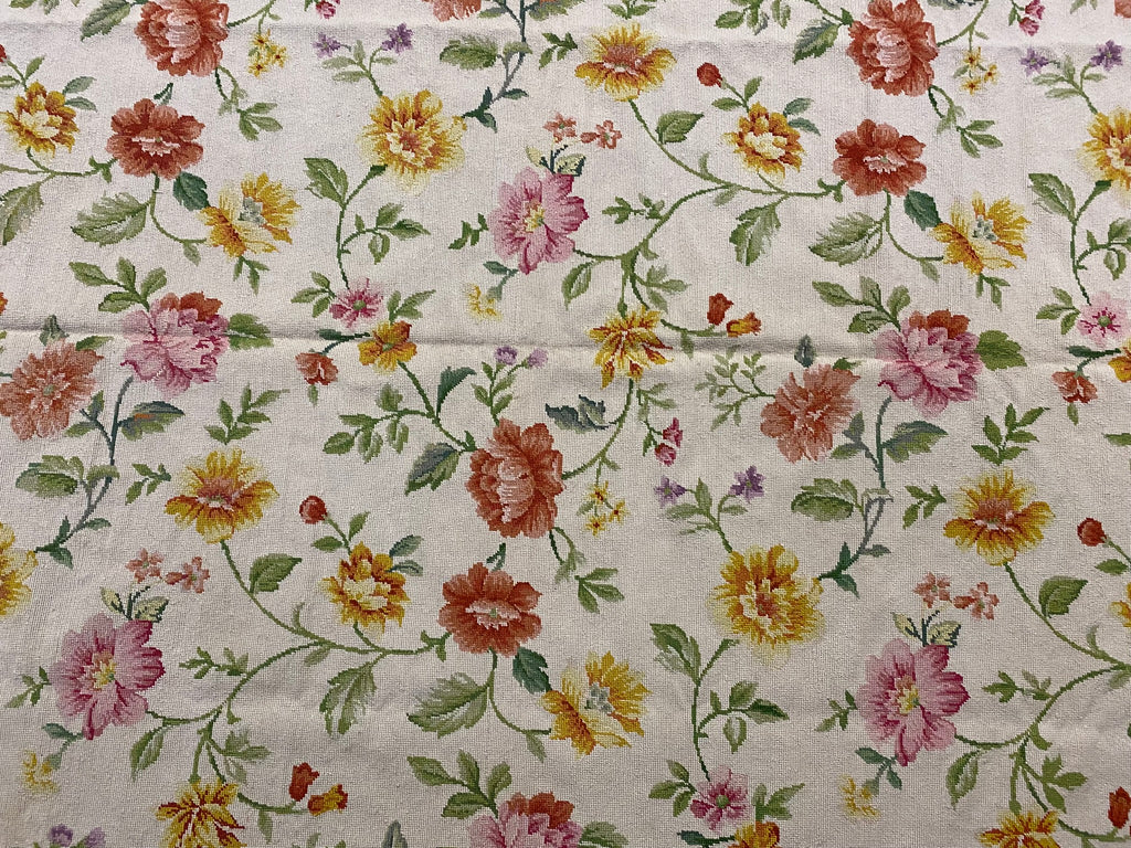 6 x 9 English Floral Handmade Needle Point Rug #F-3010