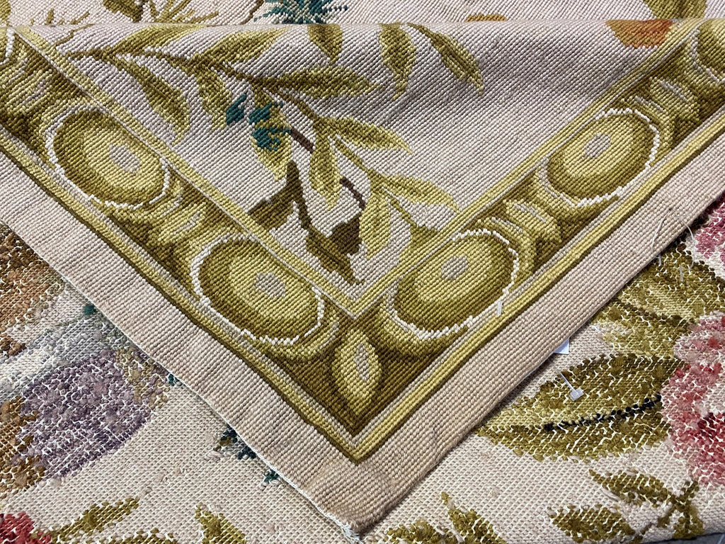 5.5 x 8.5 Peacock Floral Good Luck Needle Point Rug HANDMADE #F-3011