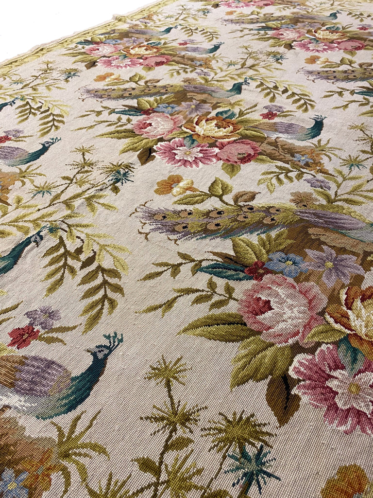 5.5 x 8.5 Peacock Floral Good Luck Needle Point Rug HANDMADE #F-3011