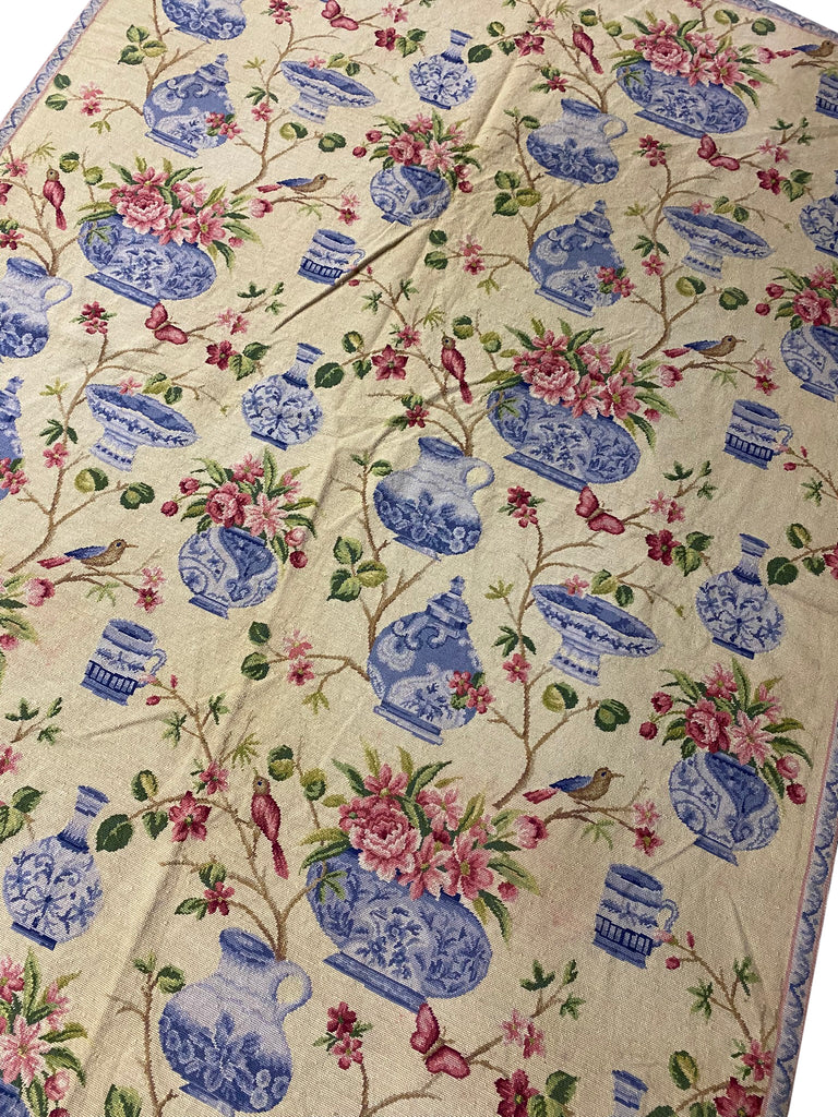 6 x 9 Wase Birds Flowers Handmade Needle Point Rug
