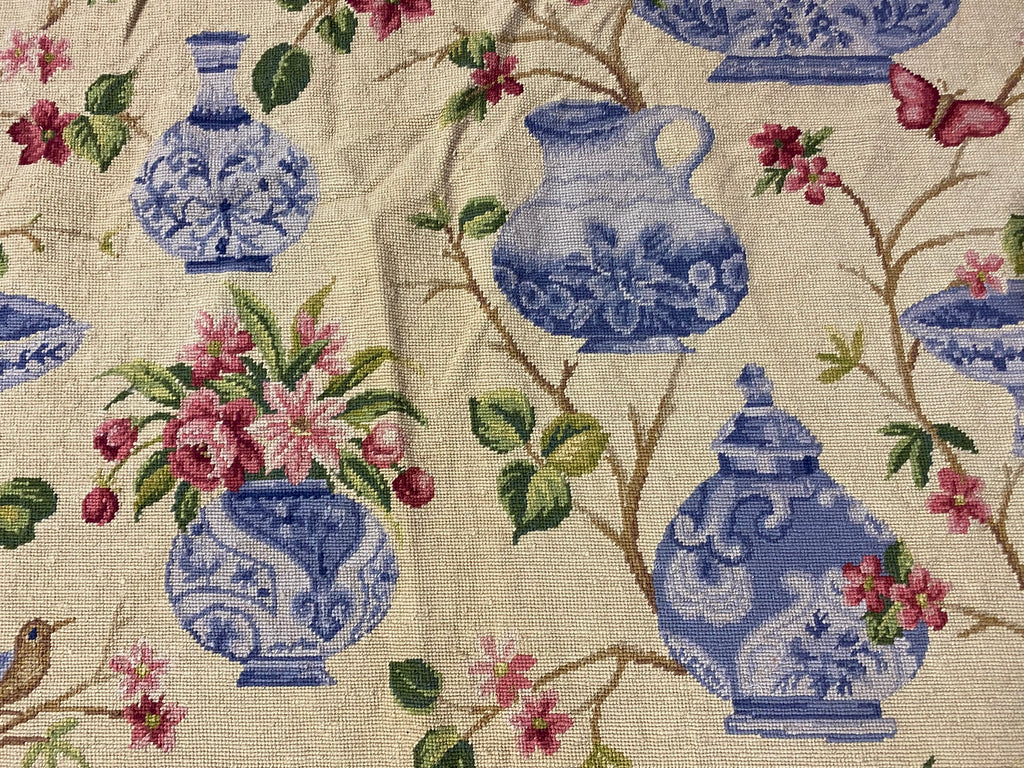 6 x 9 Wase Birds Flowers Handmade Needle Point Rug #F-3012