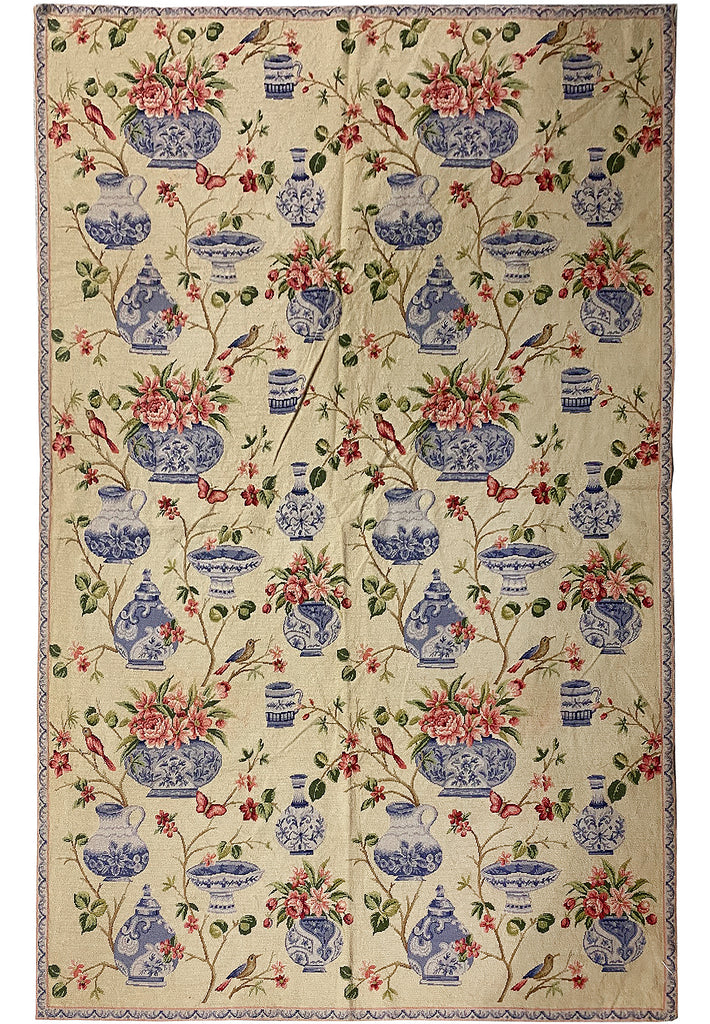 6 x 9 Wase Birds Flowers Handmade Needle Point Rug