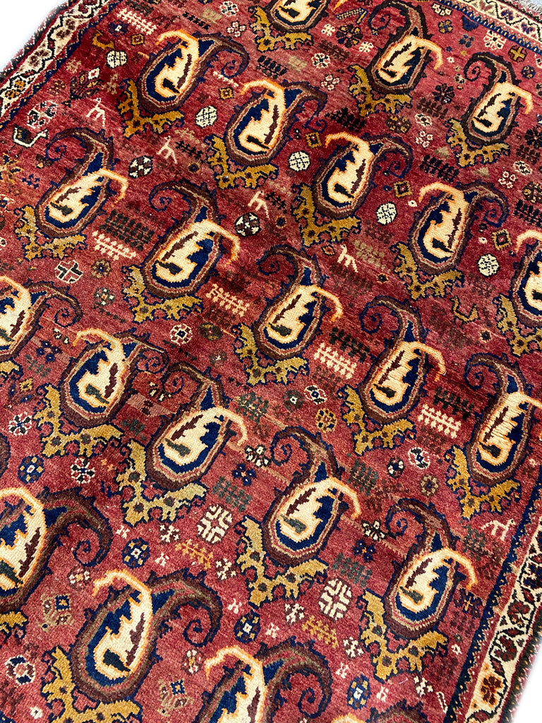 4.9 x 6 Hand-Knotted Botteh Paiely Persian Qashqai Rug #PIX-12634