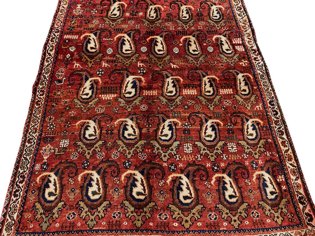 4.9 x 6 Hand-Knotted Botteh Paiely Persian Qashqai Rug