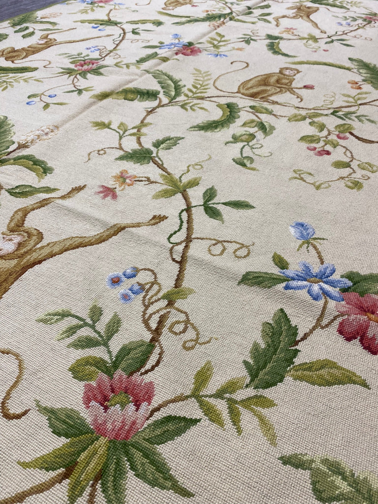 6 x 9 Monkey Pattern Decorative Handmade Needle Point Tapestry Rug #F-3017