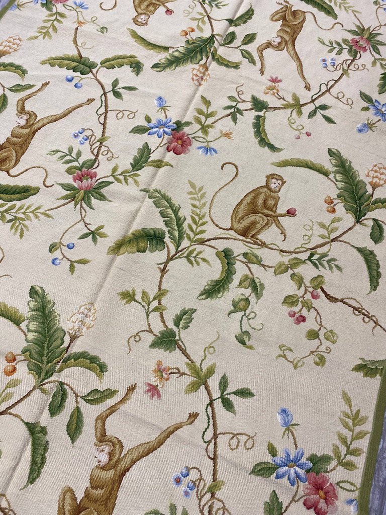 6 x 9 Monkey Pattern Decorative Handmade Needle Point Tapestry Rug #F-3017